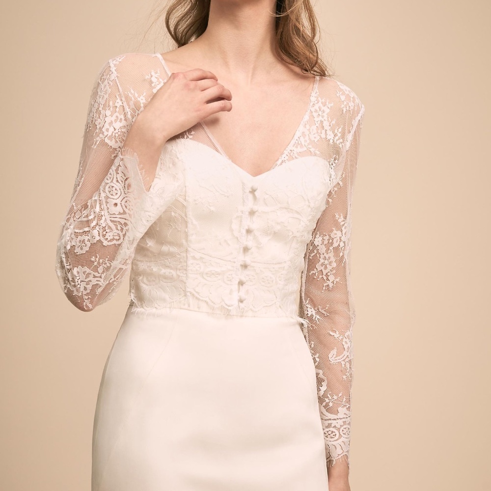 BHLDN ivory bridal lace topper/ jacket shrug S